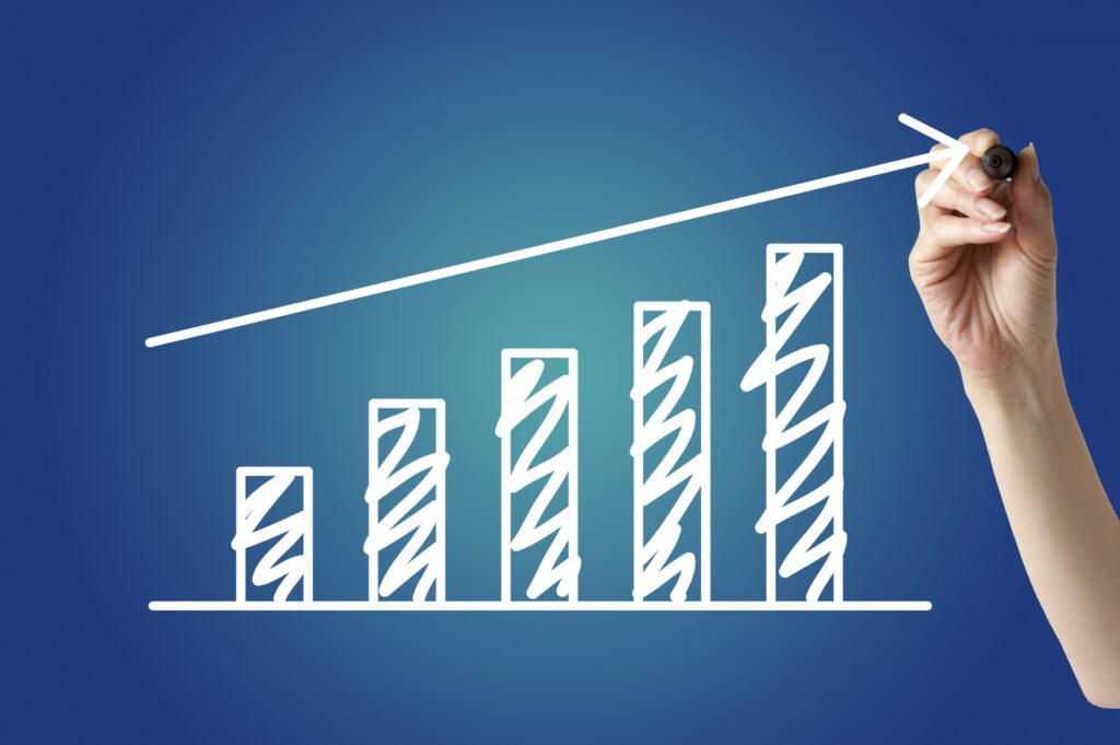 上昇する棒グラフ