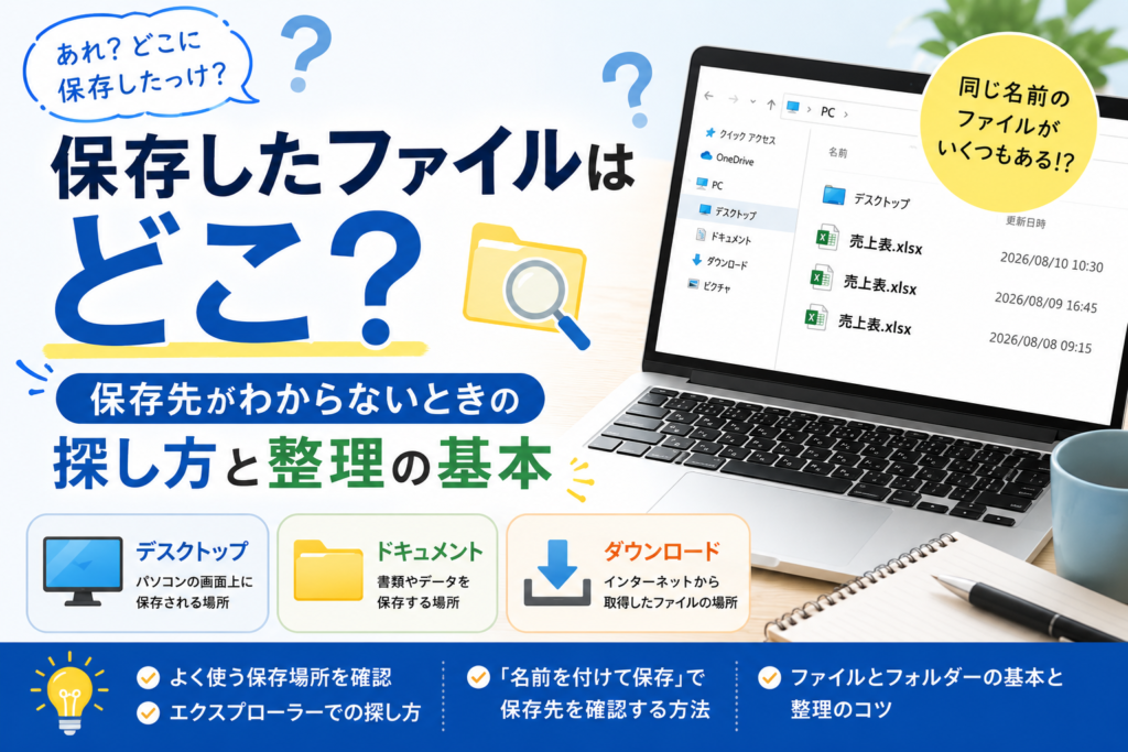 保存したファイルはどこ？保存先がわからないときの探し方と整理の基本