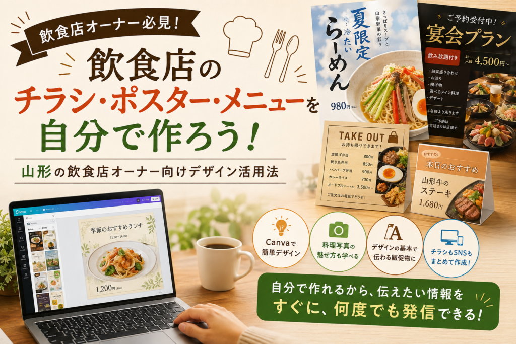 飲食店のチラシ・ポスター・メニューを自分で作ろう！山形の飲食店オーナー向けデザイン活用法
