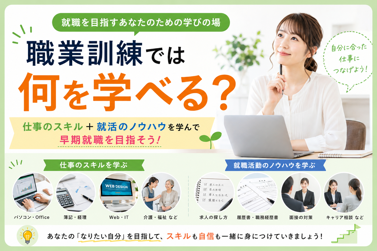 職業訓練では何を学べる？仕事のスキルだけでなく就活についても学びます