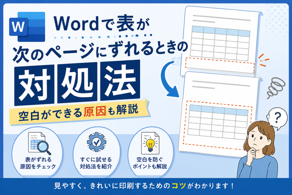Wordで表が次のページにずれるときの対処法｜空白ができる原因も解説
