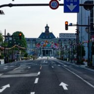 花笠まつり当日の文翔館